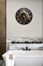 Elegant Black Gold Tempered Glass Wall Clock, Modern Decorative Clock, Unique De... - Image 3