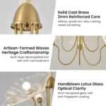 33.4" Modern Floral Glass Chandelier, 6-Light Extra Large Ceiling Light Fixture ... - Image 6