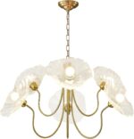33.4" Modern Floral Glass Chandelier, 6-Light Extra Large Ceiling Light Fixture ... - Image 9
