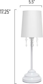 Simple Designs 17.25" Chic and Stylish Crystal Adorned Table Lamp - White - Image 4