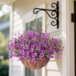 Ammyoo Artificial Faux Hanging Plants Flowers Basket for Spring Outdoor Decorati... - Image 3