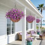 Ammyoo Artificial Faux Hanging Plants Flowers Basket for Spring Outdoor Decorati... - Image 7