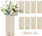 8 Pcs Gold Crystal Flower Vase and Pillar Candle Holder Set, 7.87" Metal Cylinde... - Image 3