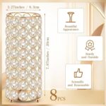 8 Pcs Gold Crystal Flower Vase and Pillar Candle Holder Set, 7.87" Metal Cylinde... - Image 4