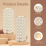 8 Pcs Gold Crystal Flower Vase and Pillar Candle Holder Set, 7.87" Metal Cylinde... - Image 5