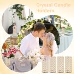 8 Pcs Gold Crystal Flower Vase and Pillar Candle Holder Set, 7.87" Metal Cylinde... - Image 9