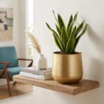 Flower Pots, Gold Planter, Metal Plant Pot with Elegant Brushed Finish for Indoo... - Image 3
