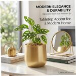 Flower Pots, Gold Planter, Metal Plant Pot with Elegant Brushed Finish for Indoo... - Image 5