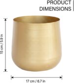 Flower Pots, Gold Planter, Metal Plant Pot with Elegant Brushed Finish for Indoo... - Image 6