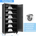 Reemoon Metal Storage Cabinet with Wheels and Pegboard, 71" Tall Garage Storage ... - Image 4
