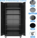 Reemoon Metal Storage Cabinet with Wheels and Pegboard, 71" Tall Garage Storage ... - Image 7