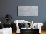 Arjun Modern Abstract Textured Wall Art Geometric Silver Grey Canvas Painting,Ha... - Image 3