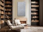 Arjun Modern Abstract Textured Wall Art Geometric Silver Grey Canvas Painting,Ha... - Image 6
