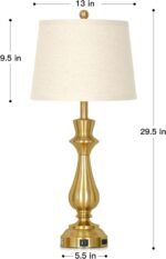 Modern Gold Table Lamps Set of 2 for Living Room,30" Tall Bedside Lamp with USB ... - Image 3