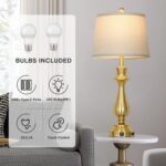 Modern Gold Table Lamps Set of 2 for Living Room,30" Tall Bedside Lamp with USB ... - Image 4