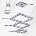 Modern Crystal Chandelier LED Ceiling Light, Square 3-Ring Height Adjustable 47W... - Image 6