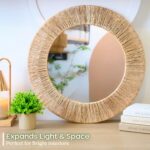 Chi An Home 24 Inch Natural Jute Mirror, Wall Mounted Round Mirror with Metal Fr... - Image 8