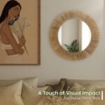 Chi An Home 24 Inch Natural Jute Mirror, Wall Mounted Round Mirror with Metal Fr... - Image 9