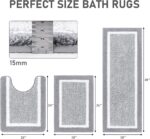Pauwer Bathroom Rug Set 3 Piece, Non-Slip Absorbent Bath Mats, Microfiber Soft, ... - Image 3
