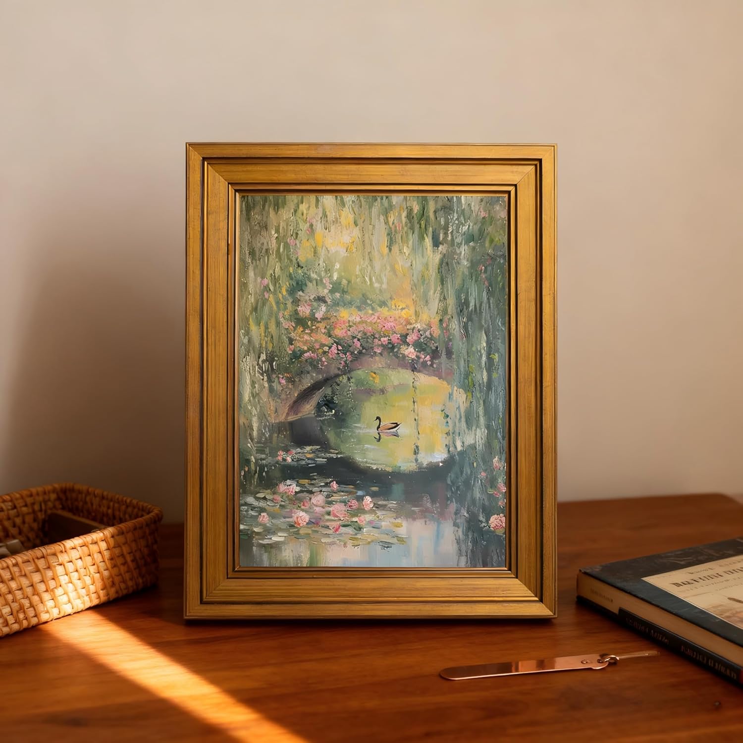 Gold Framed Wall Art Monet Floral Landscape Painting Picture Wall Decor Vintage ... - Image 7