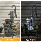 KEIKI 32.3" Tall Outdoor Garden Water Fountain with Led Lights, Modern Cascading... - Image 4