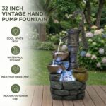 KEIKI 32.3" Tall Outdoor Garden Water Fountain with Led Lights, Modern Cascading... - Image 5
