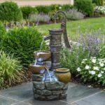 KEIKI 32.3" Tall Outdoor Garden Water Fountain with Led Lights, Modern Cascading... - Image 6