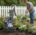 KEIKI 32.3" Tall Outdoor Garden Water Fountain with Led Lights, Modern Cascading... - Image 7