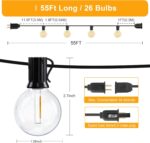 OHLUX Outdoor String Lights, 55FT Shatterproof LED Patio Lights with 26 Dimmable... - Image 3