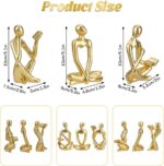 Thinker Statue Gold Decor for Living Room, Abstract Art Sculpture for Bookshelf ... - Image 3