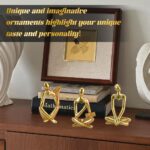 Thinker Statue Gold Decor for Living Room, Abstract Art Sculpture for Bookshelf ... - Image 5