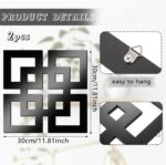 Weysat Wall Mount Home Mirror, 2 Pieces Silver Square Decorative Mirror for Bedr... - Image 4