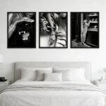 3 Pcs Framed Black and White Cheetah Canvas Wall Art Vintage Trendy Leopard Fash... - Image 9
