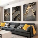 KQZVCU Golden Black Abstract Picture Line Canvas Poster Marble Luxury Paintings ... - Image 3