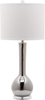 SAFAVIEH Lighting Collection Mae Long Neck Modern Contemporary Silver Ceramic 31... - Image 4