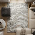 Strata Luxury Thick Pile Area Rug High End Modern Abstract Marbled Polyester Car... - Image 7