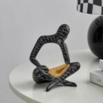 Black Decor Reading Statues for Home Decor Modern Abstract Thinker Sculptures Bo... - Image 3