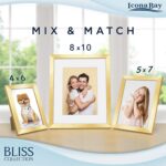 Icona Bay - 8x10 Gold Picture Frame with Removable Mat for 5x7 Photo - Modern St... - Image 7