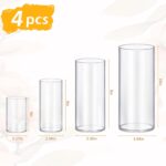 4 Pack Glass Cylinder Vases 4,6,8,10 Inch Tall Clear Flower Vase Hurricane Float... - Image 3