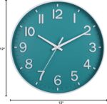 HZDHCLH Teal Wall Clocks Battery Operated,12 inch Silent Non Ticking Modern Wall... - Image 8