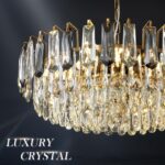 23.6" Modern Crystal Chandelier with Grey Crystal Gold 3-Tier Luxury Pendant Lig... - Image 3