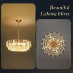 23.6" Modern Crystal Chandelier with Grey Crystal Gold 3-Tier Luxury Pendant Lig... - Image 9
