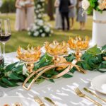 5.6" Tall Crystal Candle Holders Lotus Candelabras Gold Arch Candlestick, Center... - Image 5