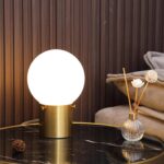 Gold Table Lamp for Nightstand with Frosted Glass Globe Lamp Shade, Mid Century ... - Image 3