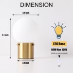 Gold Table Lamp for Nightstand with Frosted Glass Globe Lamp Shade, Mid Century ... - Image 4