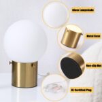 Gold Table Lamp for Nightstand with Frosted Glass Globe Lamp Shade, Mid Century ... - Image 6