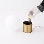 Gold Table Lamp for Nightstand with Frosted Glass Globe Lamp Shade, Mid Century ... - Image 7