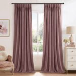 RYB HOME Pink Velvet Curtains 84 inches Long, Pinch Pleated Drapes with Hooks, T... - Image 3