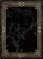 Well Woven Lezlee Abstract Modern 3'11" x 5'3" Area Rug Black Gold Marble Border... - Image 3