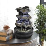 15.7" High Rock Cascading Tabletop Fountain, Zen Meditation Indoor Waterfall Fea... - Image 3